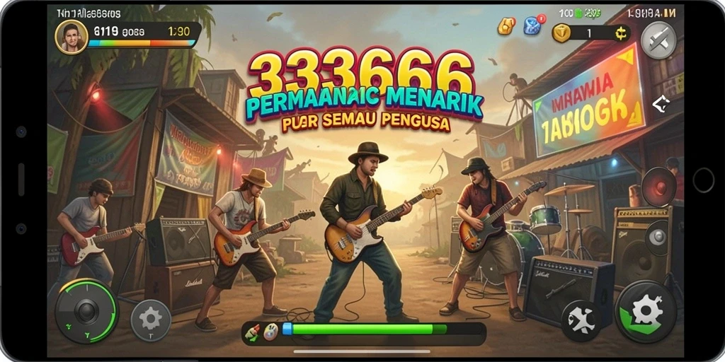 Screenshot utama 333666 menampilkan gameplay interaktif permainan musik.