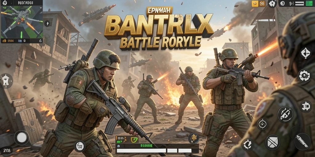 Screenshot menampilkan aksi intens dalam gameplay Battle Royale 8768.
