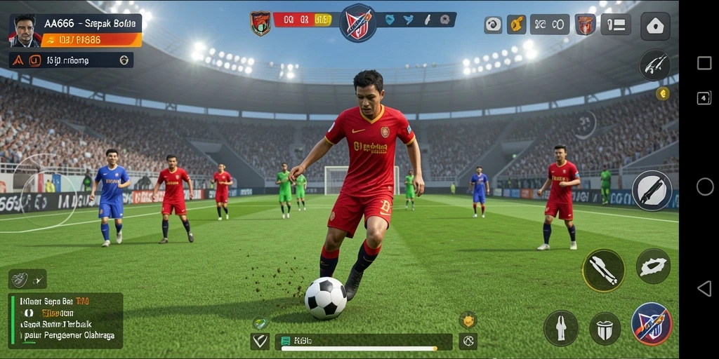 Tampilan menarik dari gameplay sepak bola AA666 yang mendebarkan.