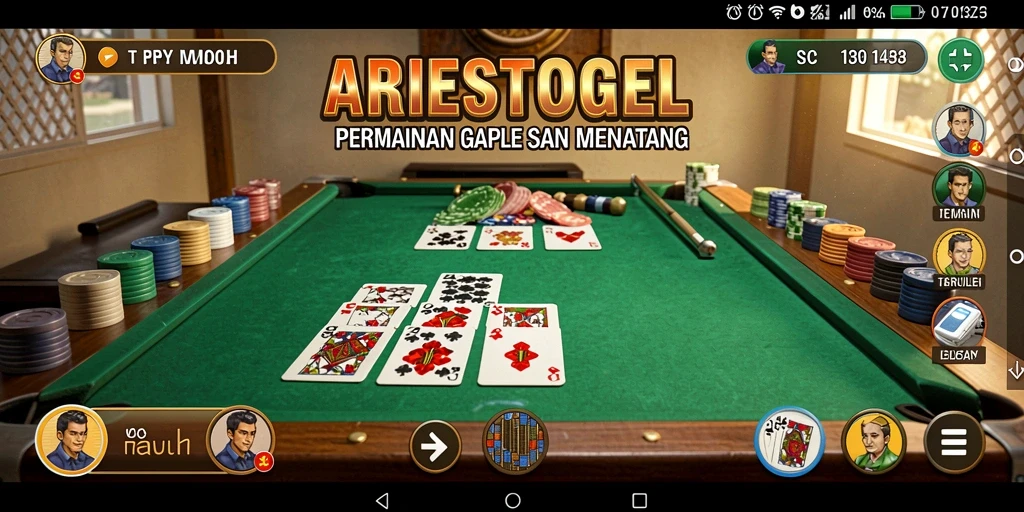Screenshot ARIESTOGEL menampilkan gameplay Gaple yang menarik.