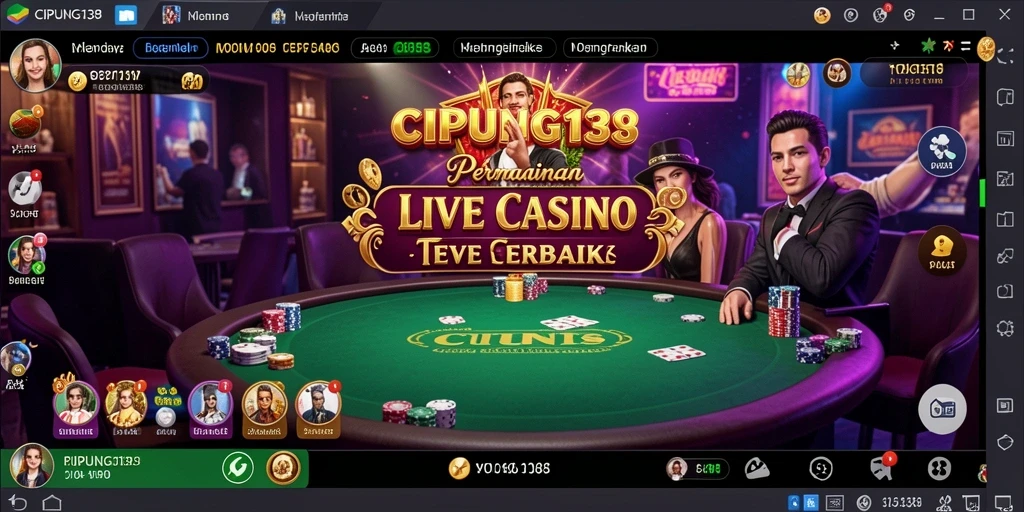 Screenshot utama CIPUNG138 menampilkan dealer profesional dalam permainan Live Casino.