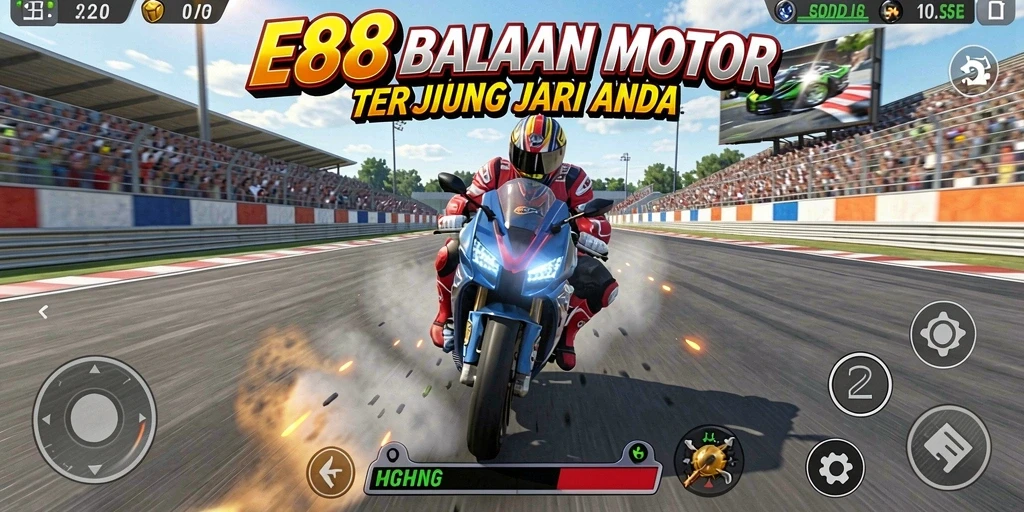 Tampilan gameplay balapan motor yang mendebarkan dan seru.