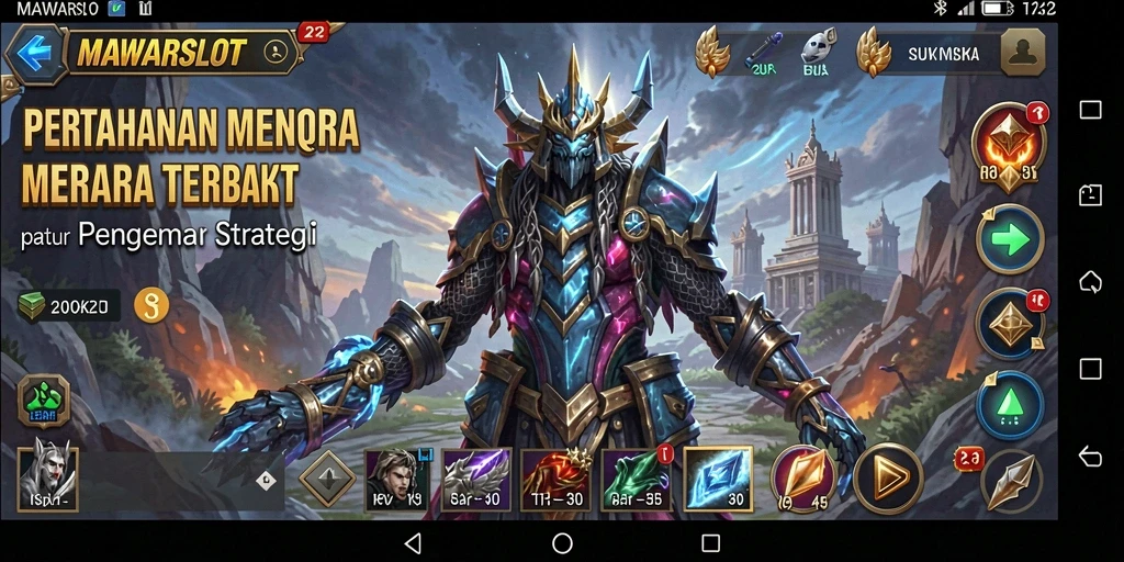 Tangkapan layar utama dari gameplay menara pertahanan strategi.
