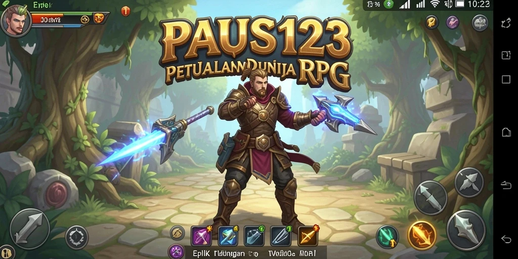 Screenshot menunjukkan aksi pertarungan epik dalam gameplay RPG.