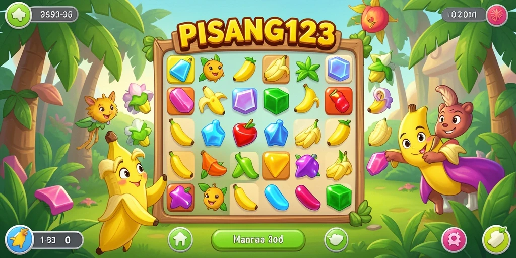 Gambaran gameplay seru PISANG123 dengan tantangan Match-3.