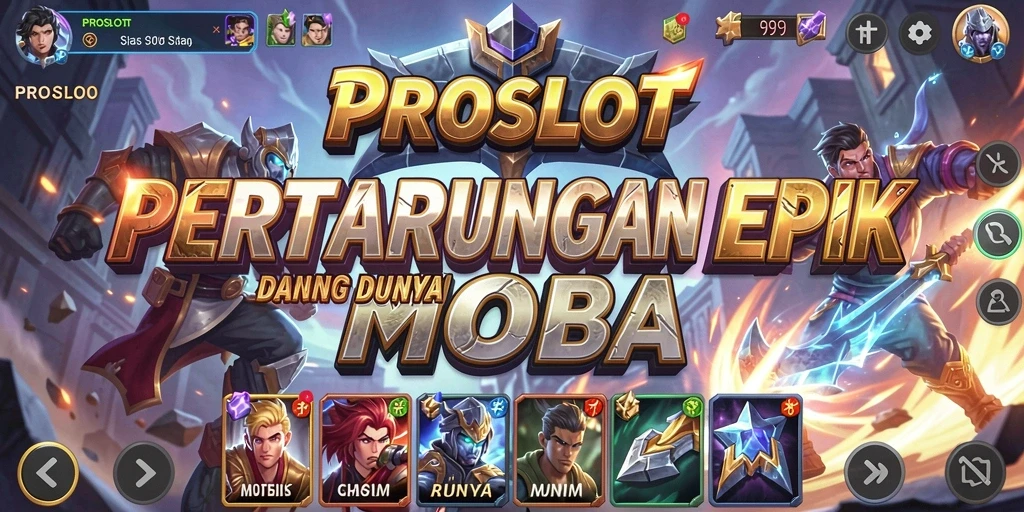 Screenshot gameplay PROSLOT menampilkan pertarungan seru antar tim.