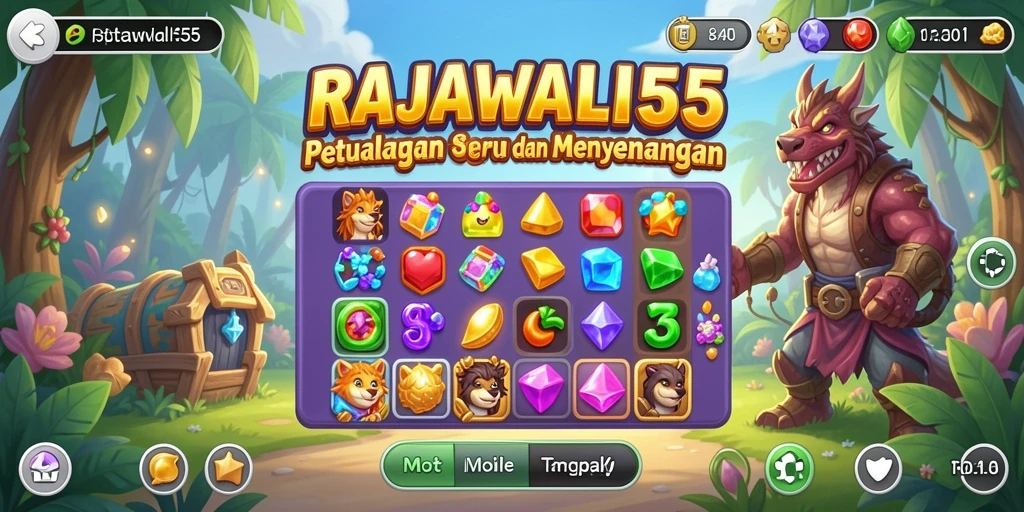 Tampilan menarik dari gameplay RAJAWALI55 dengan kombinasi match-3.