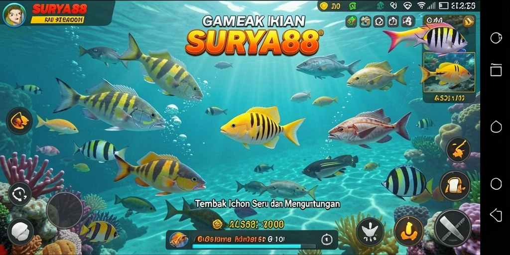 Tangkapan layar dari gameplay SURYA88 yang penuh aksi Tembak Ikan.