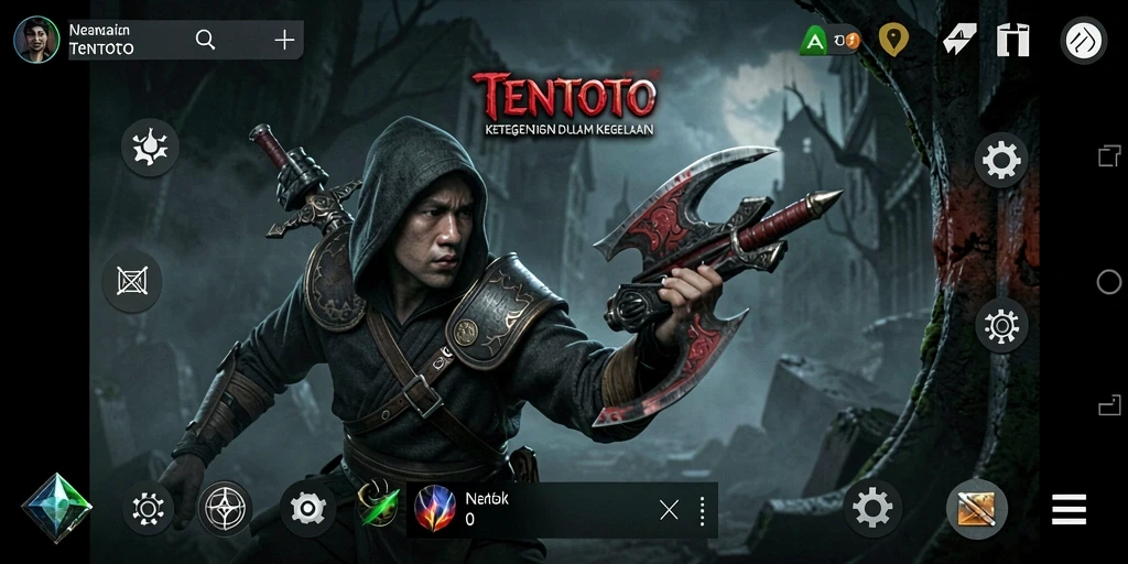 Screenshot gameplay TENTOTO dengan suasana mencekam dan karakter yang menakutkan.