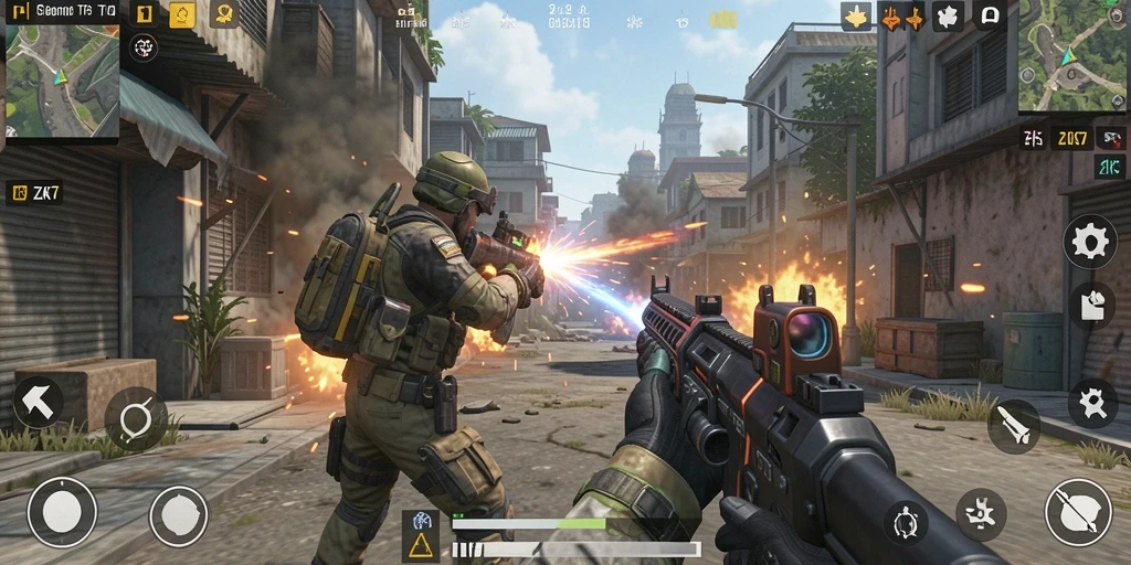 Tampilan gameplay seru ZK7 dengan aksi pertempuran yang mendebarkan.